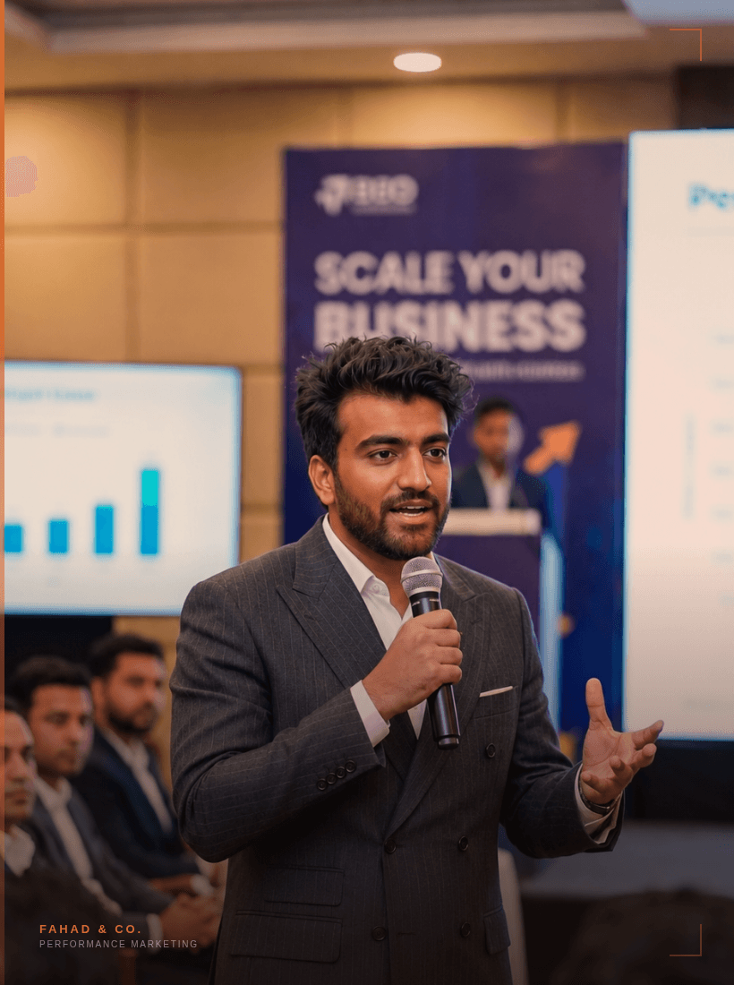Fahad Ali speaking at a business event